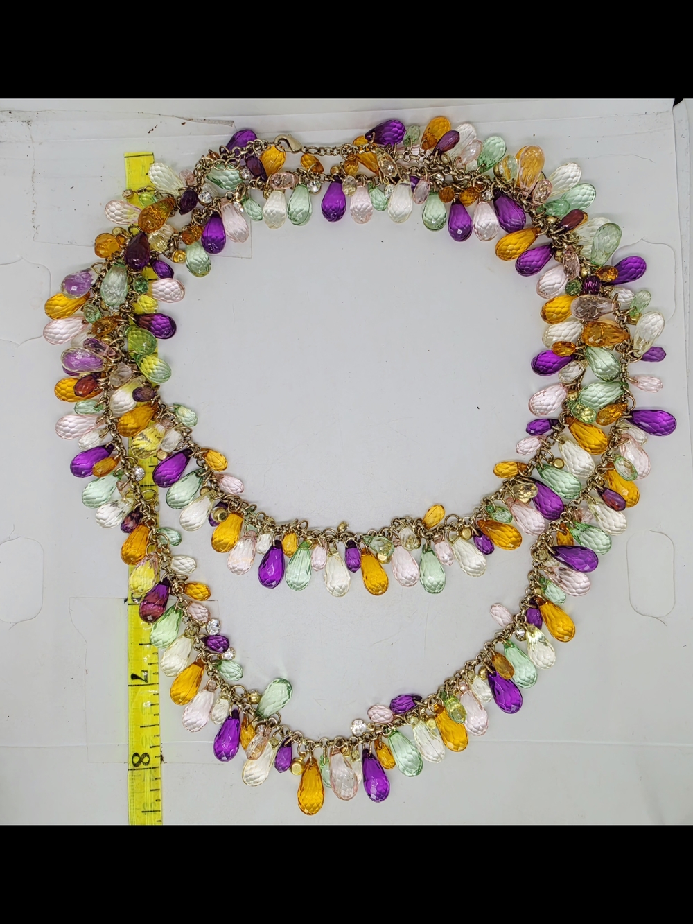 Vtg HSN Collectibles By Adrienne Pastel Garden Teardrop Charm Cha Cha Necklace